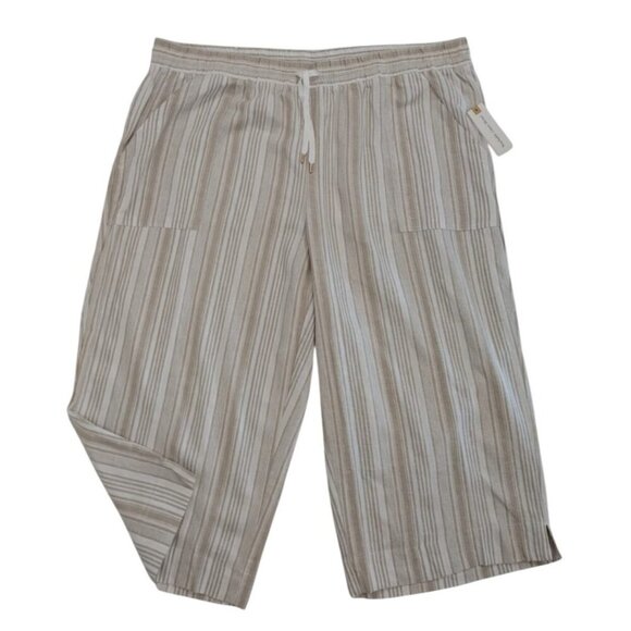 Land N Sea Women's Beige & White Striped Linen Blend Shorts, Size 3X, NWT - Picture 5 of 9